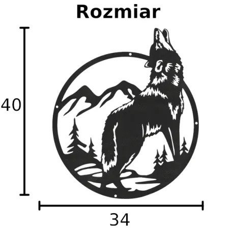 Wilk w kole DEKORACJA ŚCIENNA obraz na ścianę